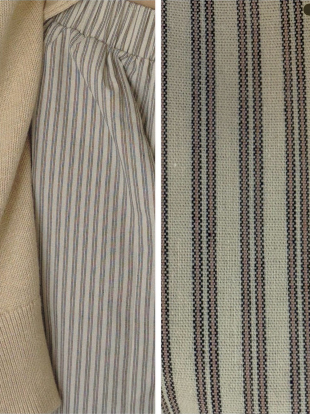Boheme Wide-Leg Stripe Barrel Pants - Beige & Cream - Picture 2 of 3